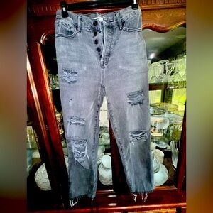 PacSun Distressed Ripped Black Jeans High Raise Straight Size 24